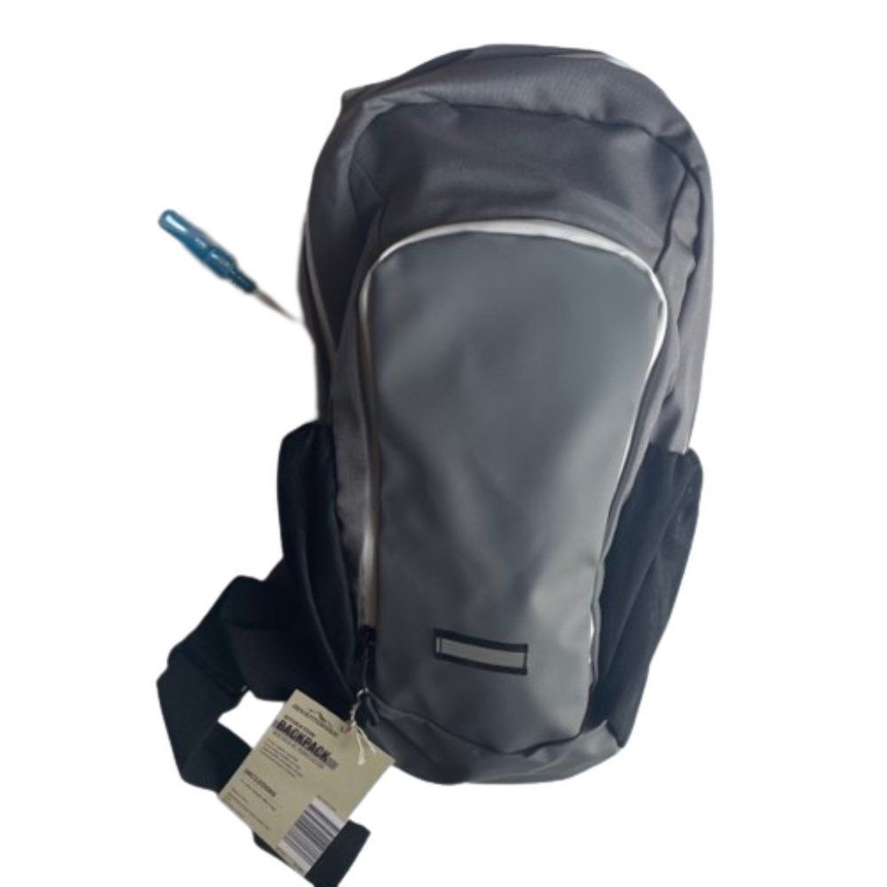 2L Hydration Backpack Gray Removable Water Bladder, Pockets Adjustable Straps